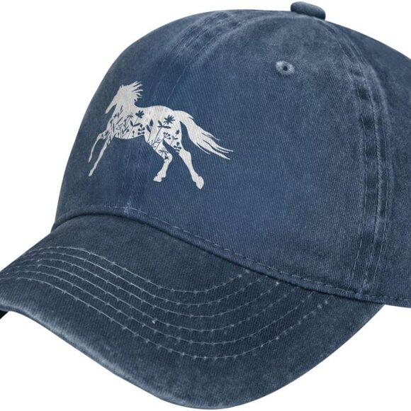 Accessories - Women's Cotton Floral Horse Hat Adjustable Washed Vintage Baseball Cap